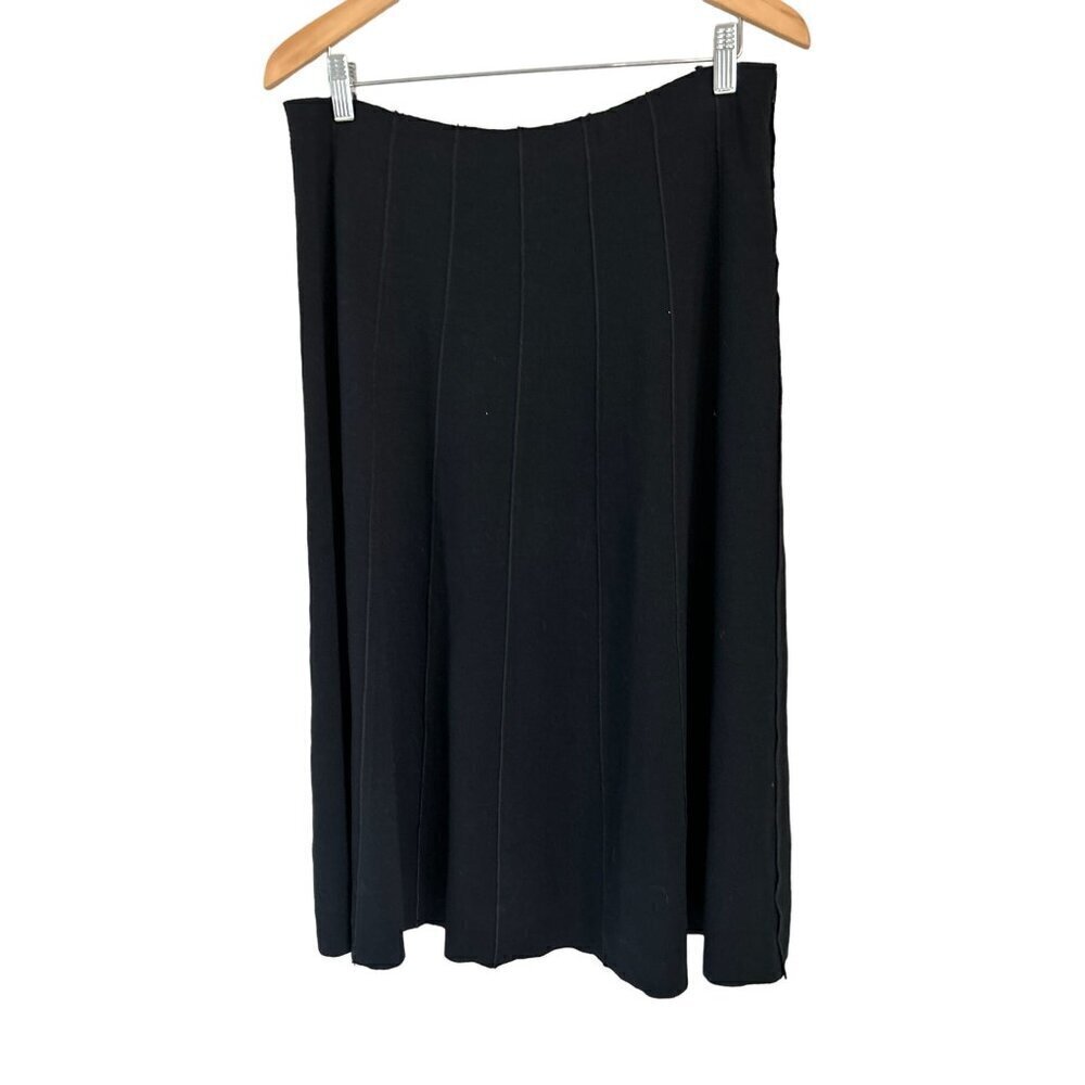 EILEEN FISHER A-Line Skirt Black Knitted Wool Viscose Blend Size Med